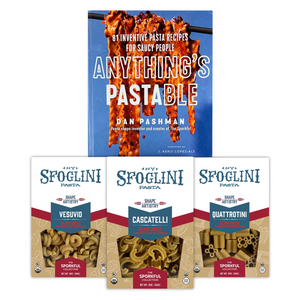 Sporkful Dan Pashman Anything's Pastable Cookbook and Sfoglini Pasta Trio - Cascatelli, Quattrotini, Vesuvio